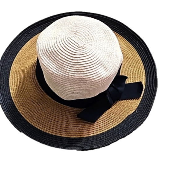 Floppy Sun Hat cream/ black new - Picture 1 of 6